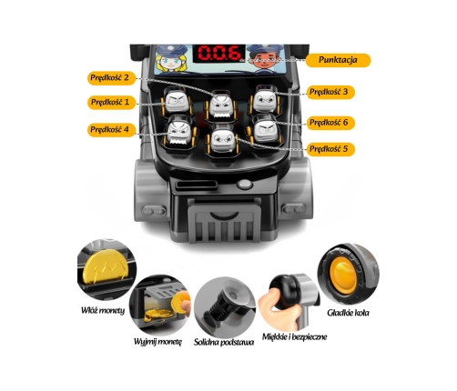 WOOPIE Gra Zręcznościowa Uderz Młotkiem Wbijak Wóz Policyjny z Akcesoriami