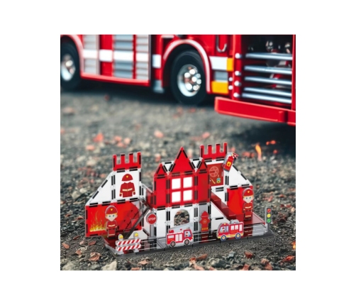 WOOPIE Klocki Magnetyczne 3D Zestaw Straż Pożarna 48el.