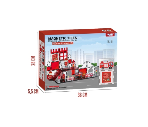 WOOPIE Klocki Magnetyczne 3D Zestaw Straż Pożarna 48el.