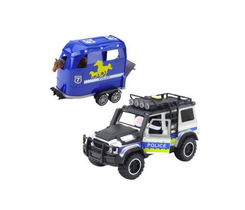 WOOPIE Zestaw Samochód Terenowy Policyjny z Przyczepą dla Konia
