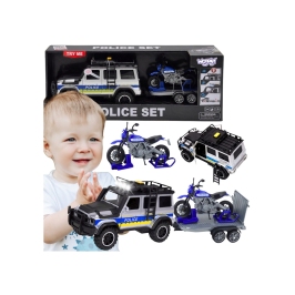 WOOPIE Zestaw Samochód Terenowy Policyjny z Przyczepą na Motocykl