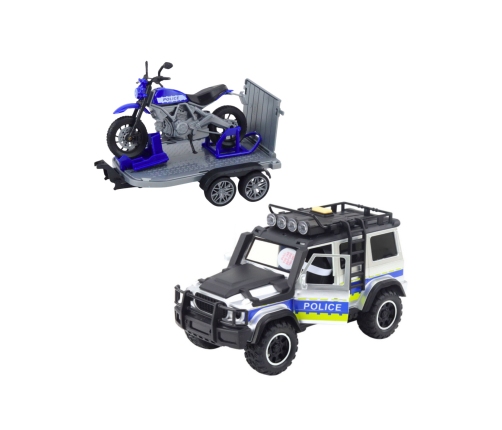WOOPIE Zestaw Samochód Terenowy Policyjny z Przyczepą na Motocykl