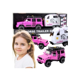 WOOPIE Zestaw Różowy Samochód Terenowy z Przyczepką i Figurką Konia