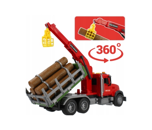 WOOPIE Ciężarówka z Ruchomym Dźwigiem do Drewna Dźwięk Światła 1:14