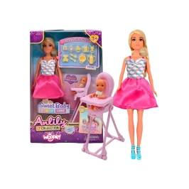 WOOPIE ROYAL Lalka Lily Bobas Krzesełko do Karmienia Zestaw Akcesoria