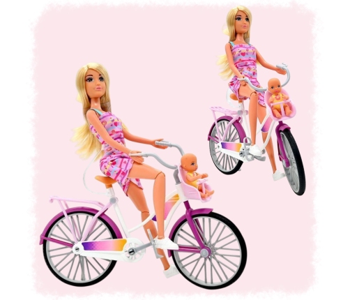 WOOPIE ROYAL Lalka Lily Rowerzystka Bobas w Foteliku Rower