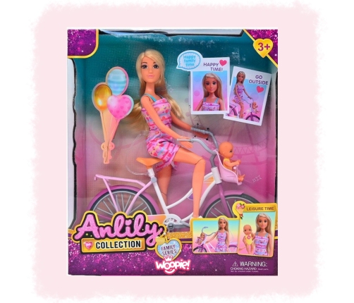WOOPIE ROYAL Lalka Lily Rowerzystka Bobas w Foteliku Rower