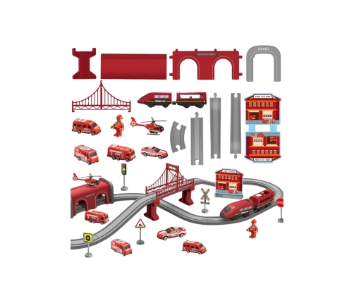 WOOPIE Zestaw Kolejka Elektryczna Lokomotywa Straż Pożarna 66el.