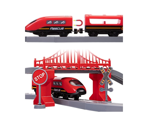 WOOPIE Zestaw Kolejka Elektryczna Lokomotywa Straż Pożarna 66el.