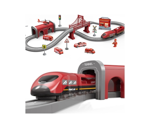 WOOPIE Zestaw Kolejka Elektryczna Lokomotywa Straż Pożarna 66el.