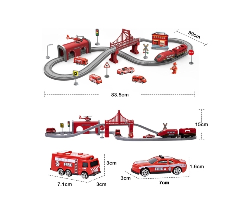 WOOPIE Zestaw Kolejka Elektryczna Lokomotywa Straż Pożarna 66el.