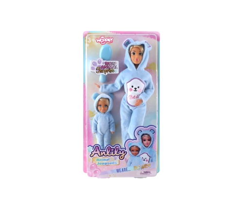 WOOPIE ROYAL Lalki Kombinezony Niebieskie Misie Zestaw 2szt.