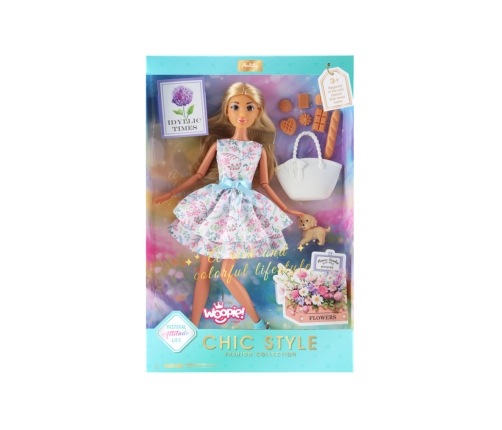 WOOPIE ROYAL Lalka Lily 30 cm Wiosenna Suknia Akcesoria Piesek Piknik