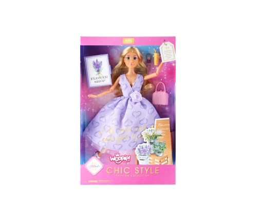 WOOPIE ROYAL Lalka Lily Długie Blond Włosy 30 cm Lawendowa Suknia Akcesoria