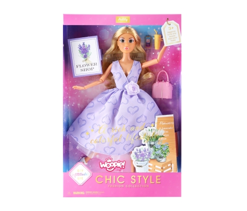 WOOPIE ROYAL Lalka Lily Długie Blond Włosy 30 cm Lawendowa Suknia Akcesoria