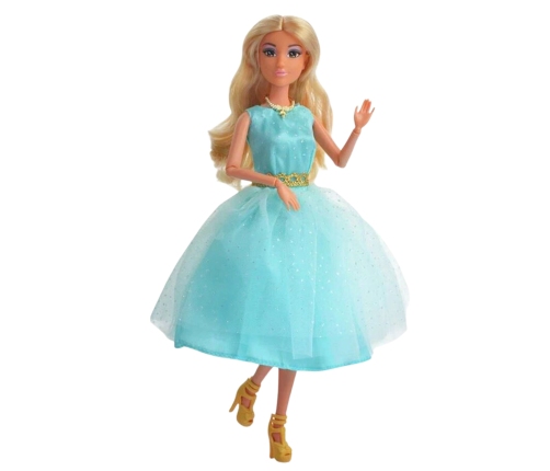 WOOPIE ROYAL Lalka Lily 30 cm Długie Blond Włosy Elegancka Turkusowa Sukienka