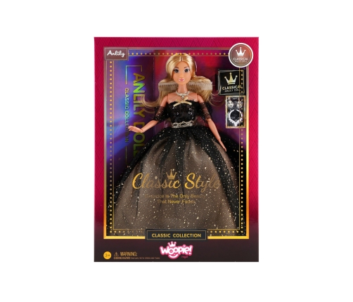 WOOPIE ROYAL Lalka Lily 30 cm Długie Blond Włosy Czarna Suknia Balowa