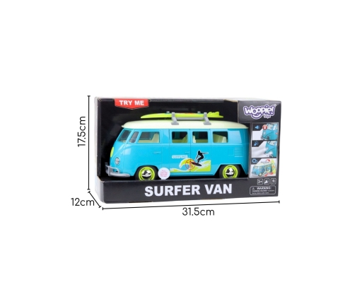 WOOPIE Samochód Bus Surfing Klasyczny Niebieski Ze Światłem I Dźwiękiem Model