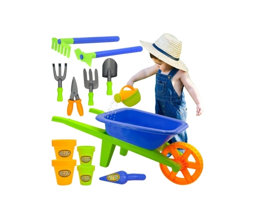 WOOPIE Taczka Ogrodowa Zestaw Małego Ogrodnika 13el.