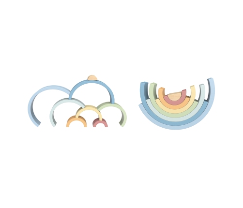 TOOKY TOY Pastelowa Układanka Drewniane Klocki Montessori Tęcza