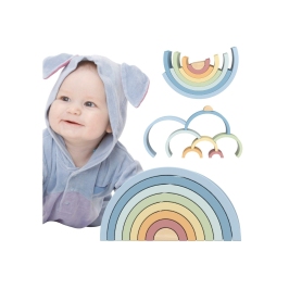 TOOKY TOY Pastelowa Układanka Drewniane Klocki Montessori Tęcza