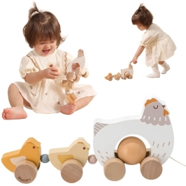 VIGA PolarB Drewniana Kurka z Pisklętami do Ciągnięcia VIGA PolarB Drewniana Kurka z Pisklętami do Ciągnięcia