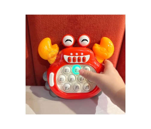 WOOPIE Gra POP IT Elektroniczna Antystresowa Zręcznościowa Krab Czerwony