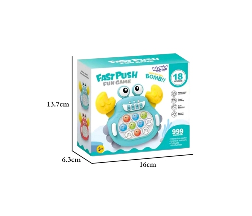 WOOPIE Gra POP IT Elektroniczna Antystresowa Zręcznościowa Krab Czerwony