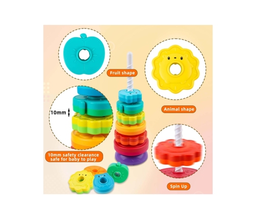 WOOPIE BABY Edukacyjna Piramidka Zakręcona Wieża Zwierzątka