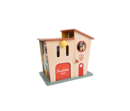 CLASSIC WORLD Remiza Strażacka Drewniana Garaż Auto Helikopter Figurki 13el.