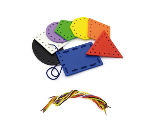 VIGA Drewniane Kształty do nawlekania i sznurowania Montessori