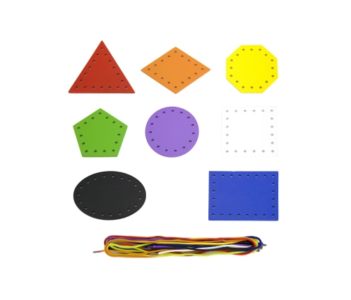 VIGA Drewniane Kształty do nawlekania i sznurowania Montessori