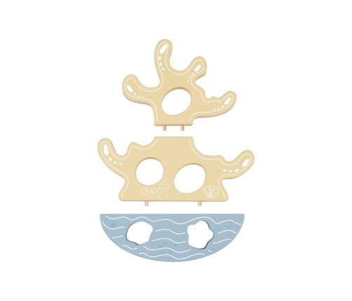 TOOKY TOY Drewniany Zestaw Morskich Zabawek Wieża Balansująca Łowienie Ryb Figurki 23 Elementy