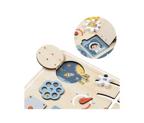 TOOKY TOY Drewniana Tablica Edukacyjna Montessori Astronauta Statek Kosmiczny