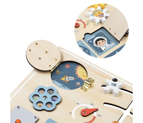 TOOKY TOY Drewniana Tablica Edukacyjna Montessori Astronauta Statek Kosmiczny