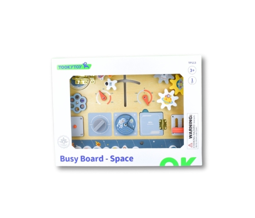 TOOKY TOY Drewniana Tablica Edukacyjna Montessori Astronauta Statek Kosmiczny