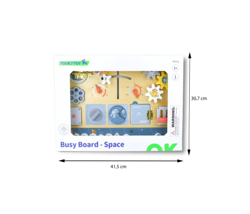 TOOKY TOY Drewniana Tablica Edukacyjna Montessori Astronauta Statek Kosmiczny