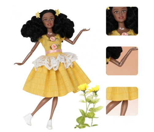 WOOPIE ROYAL Lalka Emi 32 cm Modny Strój i Piękne Czarne Włosy