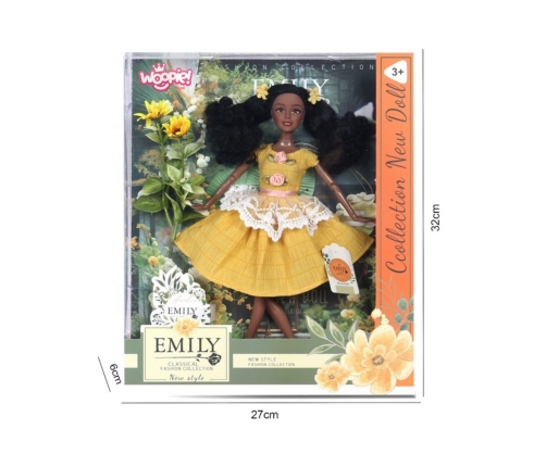 WOOPIE ROYAL Lalka Emi 32 cm Modny Strój i Piękne Czarne Włosy