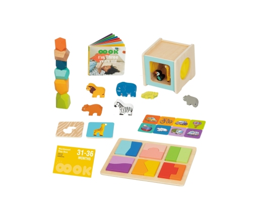 WOOPIE GREEN Box Pudełko XXL Montessori Edukacyjne 7w1 Sensoryczne 31-36 Mies. FSC