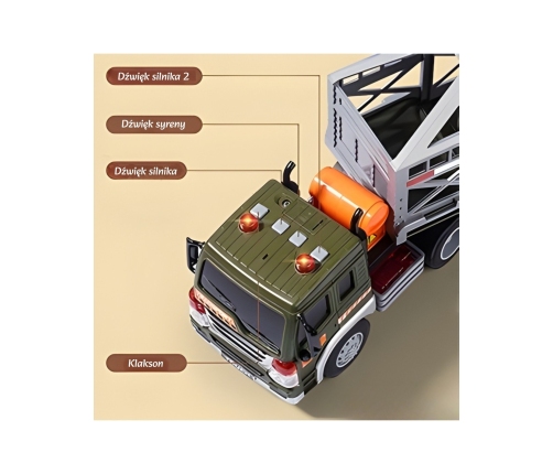 WOOPIE Ciężarówka Transporter Dinozaurów Auto z Dźwiękiem i Światłem