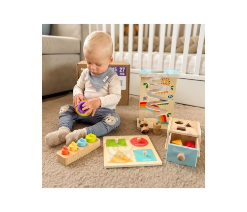 WOOPIE GREEN Pudełko Box 6w1 13-15m Montessori Edukacyjne Sensoryczne FSC