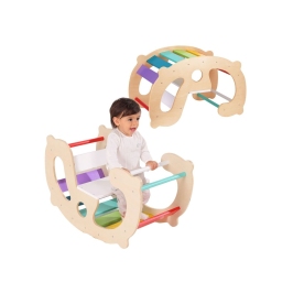WOOPIE GREEN Drewniany Tęczowy Bujak i Mostek 2w1 Montessori FSC WOOPIE GREEN Drewniany Tęczowy Bujak i Mostek 2w1 Montessori FSC