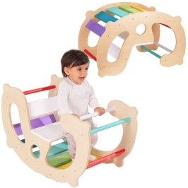 WOOPIE GREEN Drewniany Tęczowy Bujak i Mostek 2w1 Montessori FSC WOOPIE GREEN Drewniany Tęczowy Bujak i Mostek 2w1 Montessori FSC