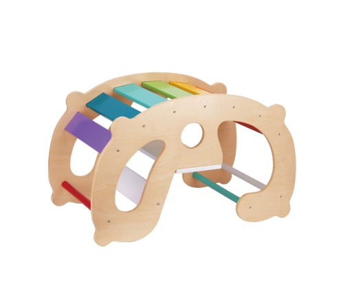 WOOPIE GREEN Drewniany Tęczowy Bujak i Mostek 2w1 Montessori FSC