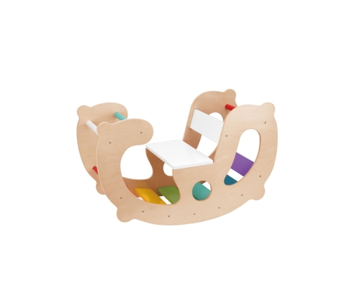 WOOPIE GREEN Drewniany Tęczowy Bujak i Mostek 2w1 Montessori FSC