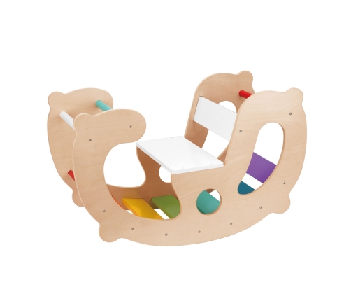 WOOPIE GREEN Drewniany Tęczowy Bujak i Mostek 2w1 Montessori FSC