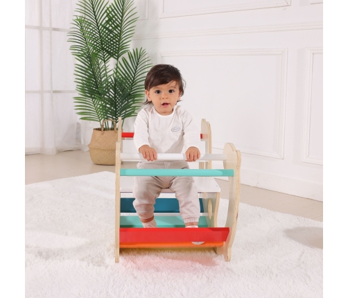 WOOPIE GREEN Drewniany Tęczowy Bujak i Mostek 2w1 Montessori FSC