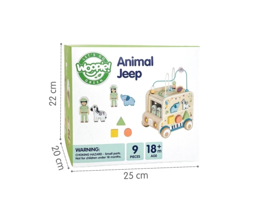 WOOPIE GREEN Drewniana Kostka Aktywności Samochód Terenowy Safari FSC