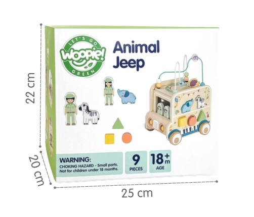 WOOPIE GREEN Drewniana Kostka Aktywności Samochód Terenowy Safari FSC